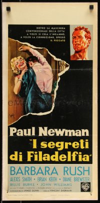 9h1124 YOUNG PHILADELPHIANS Italian locandina 1959 Paul Newman, completely different sexy art!