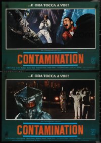 9h1292 ALIEN CONTAMINATION group of 6 Italian 19x26 pbustas 1980 wild sci-fi horror images!