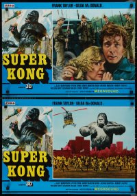 9h1294 APE group of 6 Italian 19x27 pbustas 1977 border art of Super Kong holding girl over city!