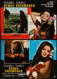 9h1203 ARDENT SUMMER group of 8 Italian 18x26 pbustas 1974 different images of stripper Isabel Sarli!