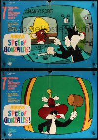 9h1152 ARRIVA SPEEDY GONZALES group of 10 Italian 19x27 pbustas 1964 cool cartoon images, Looney Tunes!