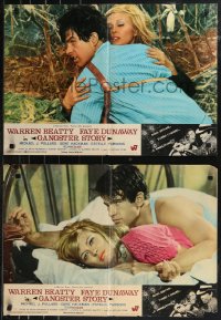 9h1210 BONNIE & CLYDE group of 8 Italian 19x26 pbustas 1967 crime duo Warren Beatty & Faye Dunaway!