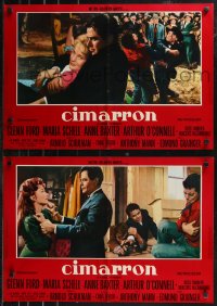 9h1301 CIMARRON group of 6 Italian 18x27 pbustas R1968 directed by Anthony Mann, different!
