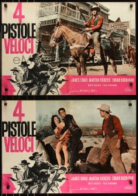 9h1164 FOUR FAST GUNS group of 10 Italian 19x27 pbustas 1962 James Craig had to tame a violent town!