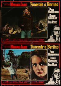 9h1306 FUNERAL IN BERLIN group of 6 Italian 18x27 pbustas 1967 Michael Caine, directed by Hamilton!