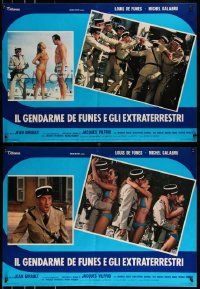 9h1137 GENDARME & THE CREATURES FROM OUTER SPACE group of 12 Italian 18x26 pbustas 1980 Jean Girault, Louis de Funes!