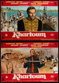 9h1148 KHARTOUM group of 11 Italian 18x26 pbustas 1966 Charlton Heston & Laurence Olivier!