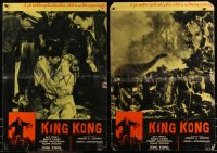 9h1378 KING KONG group of 2 Italian 19x27 pbustas R1961 Fay Wray, Cabot, Armstrong & dinosaurs!