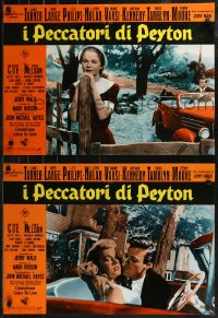 9h1247 PEYTON PLACE group of 8 Italian 19x27 pbustas R1966 Lana Turner, from the novel by Grace Metalious!