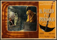 9h1390 PIT & THE PENDULUM Italian 19x27 pbusta 1961 Edgar Allan Poe's greatest terror tale!