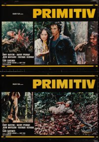 9h1281 PRIMITIVES group of 7 Italian 19x26 pbustas 1978 Primitif, wild Indonesian cannibal horror!