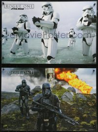 9h1379 ROGUE ONE group of 2 Italian 16x23 pbustas 2016 A Star Wars Story, top cast, Star Destroyer!