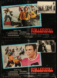 9h1284 ROLLERBALL group of 7 Italian 18x26 pbustas 1975 Caan in a future where war does not exist!