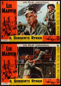 9h1180 SERGEANT RYKER group of 10 Italian 18x26 pbustas 1968 Lee Marvin, enemy agent or sergeant?