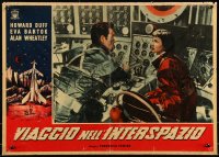 9h1396 SPACEWAYS Italian 19x27 pbusta 1959 Hammer sci-fi, 1st story of space islands in the sky!