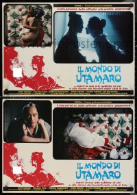 9h1332 UTAMARO'S WORLD group of 6 Italian 19x26 pbustas 1982 Utamaro: Yume to shiriseba, sexy images!