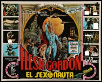9h0006 FLESH GORDON Mexican LC 1974 sexy sci-fi spoof, wacky erotic super hero art by George Barr!