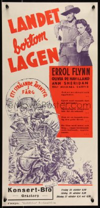 9h0032 DODGE CITY Swedish stolpe 1939 western cowboy Errol Flynn, Olivia De Havilland, ultra rare!