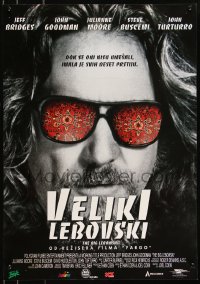 9h0133 BIG LEBOWSKI Yugoslavian 19x27 1998 Coen Bros, Bridges in psychedelic shades, white title!