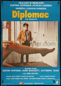 9h0163 GRADUATE Yugoslavian 19x28 R1987 classic image of Dustin Hoffman staring at sexy leg!