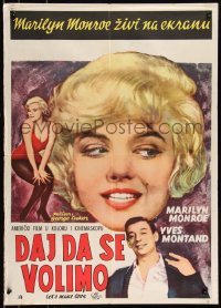9h0176 LET'S MAKE LOVE Yugoslavian 20x27 1960 sexy Marilyn Monroe headshot & full-length, Yves Montand!