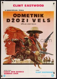9h0183 OUTLAW JOSEY WALES Yugoslavian 20x27 1976 Eastwood is an army of one, art by Roy Andersen!