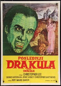 9h0197 SCARS OF DRACULA Yugoslavian 20x28 1970 c/u art of bloody vampire Christopher Lee, Hammer horror!