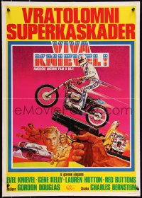 9h0210 VIVA KNIEVEL Yugoslavian 20x28 1977 best art of the greatest daredevil jumping his motorcycle