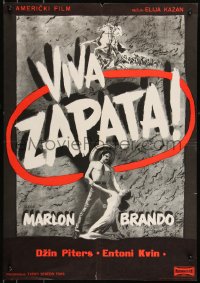 9h0211 VIVA ZAPATA Yugoslavian 19x28 1952 Marlon Brando, Jean Peters, completely different art!