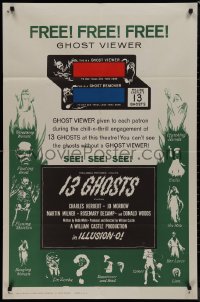 9j0065 13 GHOSTS 1sh 1960 William Castle, great art of all the spooks, Ghost Viewer!