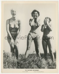 9j1205 AS NATURE INTENDED 8x10.25 still 1963 three sexy women in skimpy bikinis at nudist colony!