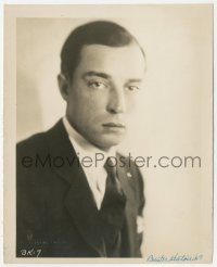 9j1232 BUSTER KEATON 8x10 key book still 1920s stone faced head & shoulders portrait w/suit & tie!