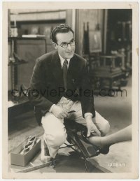 9j1296 FEET FIRST 7.75x10.25 still 1930 great close up of Harold Lloyd helping woman try on shoes!