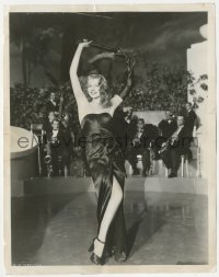 9j1317 GILDA 8x10.25 still R1950s most iconic close up of sexy Rita Hayworth dancing in sheath dress!