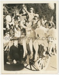 9j1336 HARRY LANGDON deluxe 8.25x10 still 1928 he hitches a ride with Hollywood starlets on wagon!