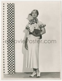 9j1410 MYRNA LOY 8x10 key book still 1935 full-length modeling a cool outfit by checkered wall!