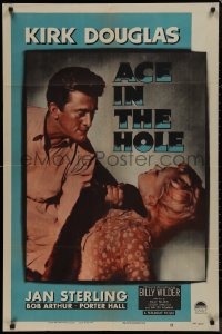 9j0070 ACE IN THE HOLE 1sh 1951 Billy Wilder classic, c/u of Kirk Douglas choking Jan Sterling!