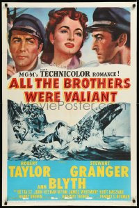 9j0080 ALL THE BROTHERS WERE VALIANT 1sh 1953 Robert Taylor, Stewart Granger, whaling artwork!
