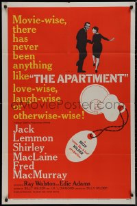 9j0088 APARTMENT 1sh 1960 Billy Wilder, Jack Lemmon, sexy Shirley MacLaine, key-in-lock art!