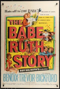 9j0095 BABE RUTH STORY 1sh 1948 William Bendix batting left-handed as the home run king, ultra rare!
