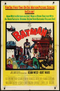9j0104 BATMAN 1sh 1966 Adam West & Burt Ward, villains Meriwether, Romero, Meredith & Gorshin!