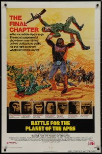 9j0105 BATTLE FOR THE PLANET OF THE APES 1sh 1973 Tanenbaum art of war between apes & humans!