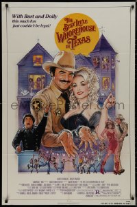 9j0110 BEST LITTLE WHOREHOUSE IN TEXAS 1sh 1982 close-up of Burt Reynolds & Dolly Parton!