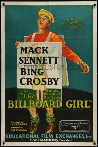9j0116 BILLBOARD GIRL 1sh 1932 art of young Bing Crosby, Radio's Baron of Baritones, beyond rare!