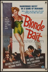 9j0123 BLONDE BAIT 1sh R1950s full-length sexy smoking bad girl Beverly Michaels is a silken trap!