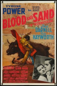 9j0124 BLOOD & SAND style B 1sh 1941 cool Ruano-Llopis art, Tyrone Power, Rita Hayworth, very rare!