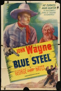 9j0126 BLUE STEEL 1sh R1947 cool image of young John Wayne turned man-hunter, Gabby Hayes!