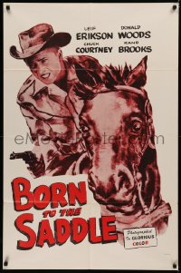 9j0129 BORN TO THE SADDLE 1sh R1960s cool cowboy art, he rides like crazy and shoots like blazes!
