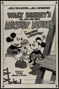 9j0134 BUILDING A BUILDING 1sh R1974 Walt Disney, Mickey & Minnie Mouse on construction site!