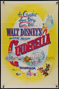 9j0146 CINDERELLA 1sh R1957 Disney's classic musical cartoon, the greatest love story ever told!